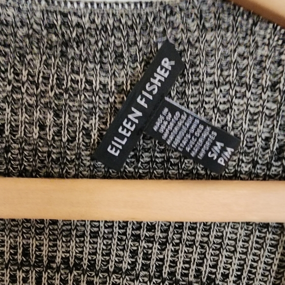 Eileen Fisher Tencel Kimono Cardiagan Size S/M Tan&black Short Sleeve Knit - Picture 5 of 9